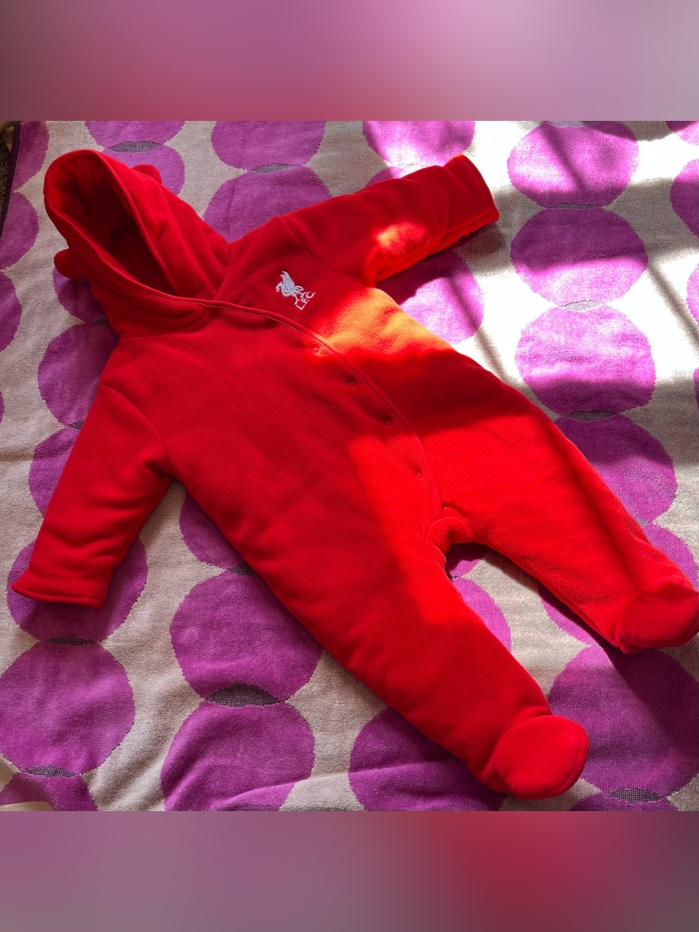 Official Liverpool FC Baby Little Liver Padded Animal Ear Hood Pram Bunting Suit